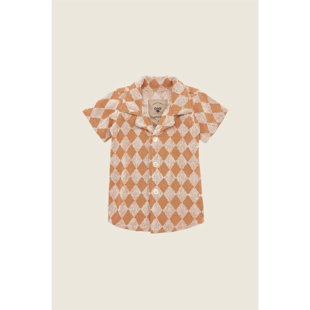 NEW OAS kids' diamond cuba terry shirt in rusty orange